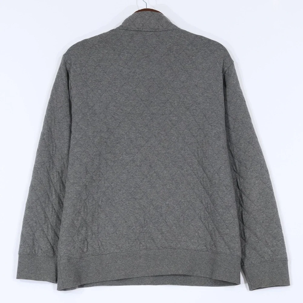 Polo Ralph Lauren Quilted Pullover Mens M Gray Mock Neck Snap Pocket $130 NWT